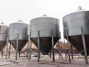 厂家供应养猪饲料塔,25吨镀锌板料塔,各种规格自动化饲喂饲料塔
